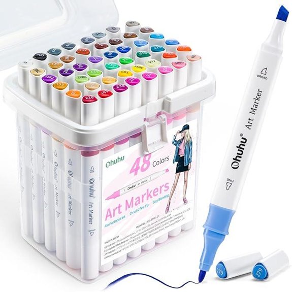 Ohuhu 48-Color Alcohol Markers for Art and Illustration