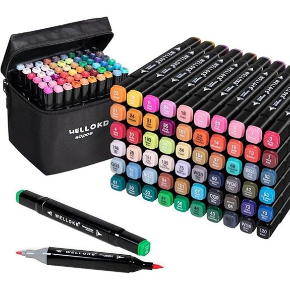 Alcohol Markers Set 60 Colors with Dual Tips
