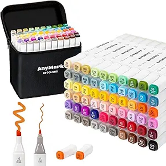AnyMark Alcohol Markers 60 Colors Dual Tips Set