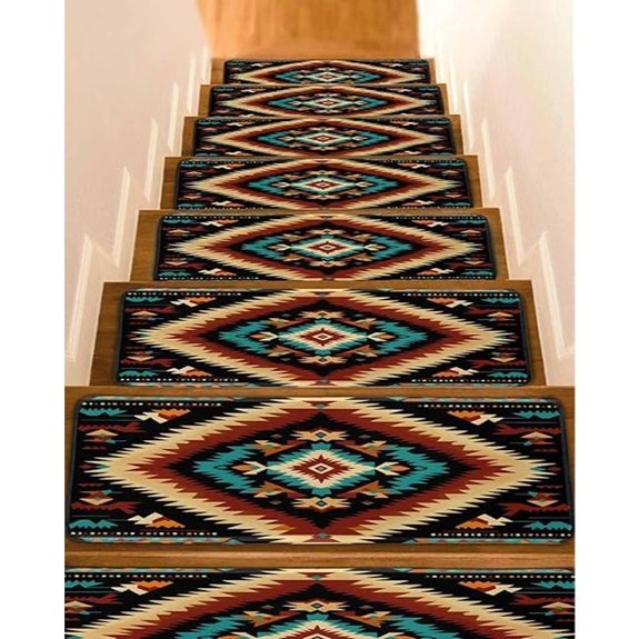 Colorful Boho Aztec Stair Treads – 15 Pieces
