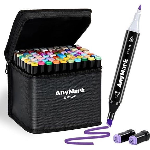 AnyMark 80-Color Alcohol Markers for Art and Drawing