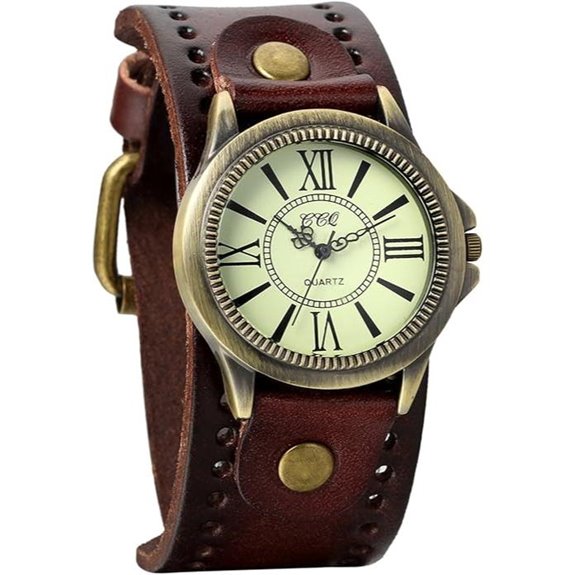 Avaner Vintage Bronze Leather Cuff Watch for Men & WoMen