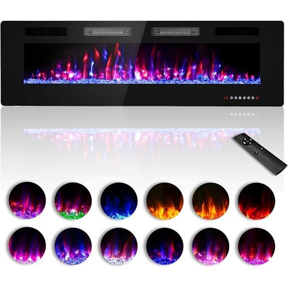 Electric Fireplace Wall Mount with Remote and Flame Colors