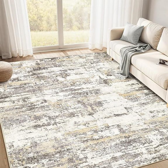 Abstract Washable 5x7 Area Rug for Living Room