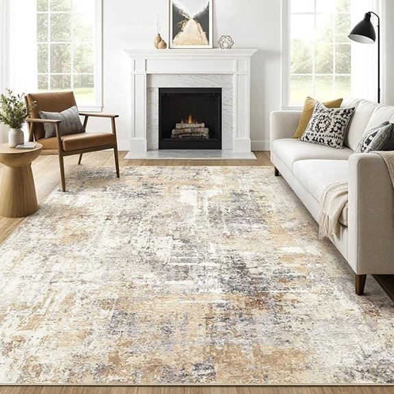 8x10 Washable Abstract Area Rug for Living Room