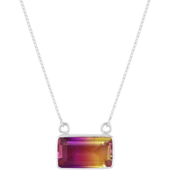 Watermelon Tourmaline Silver Pendant Necklace