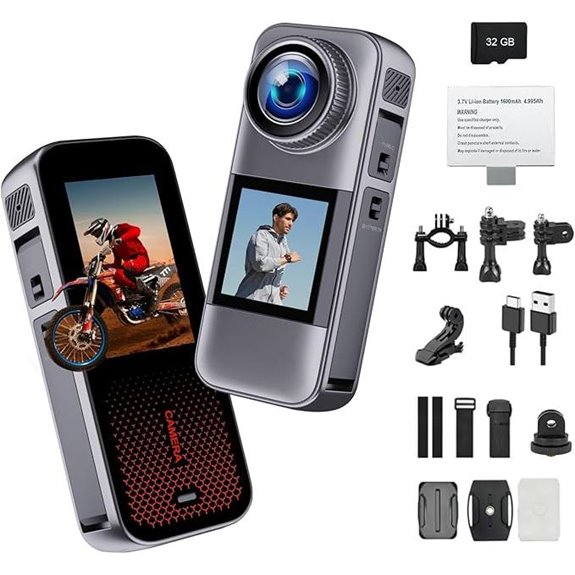 Dual Screen Waterproof Action Camera with Accessories