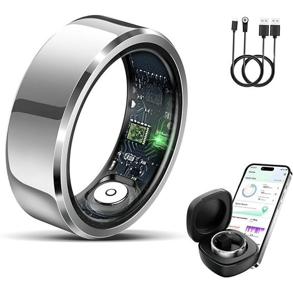 Waterproof Fitness Tracker Smart Ring with Heart Rate Monitor
