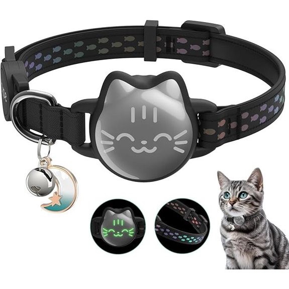 Waterproof Airtag Cat Collar with Reflective Fish Pattern