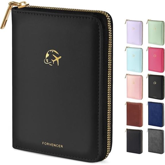 Forvencer RFID Passport Holder with Zipper Waterproof Black