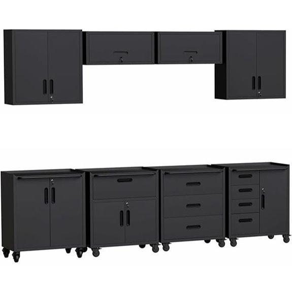 Metal Garage Storage Cabinets Set with Wheels
