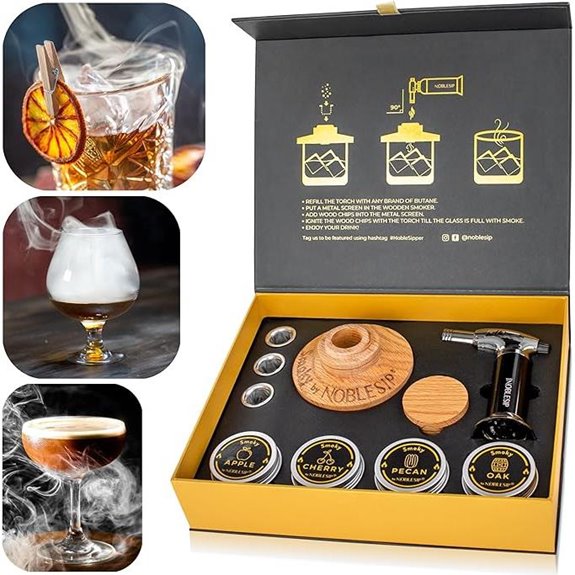 NOBLESIP Whiskey Bourbon Smoker Kit with Oak Wood