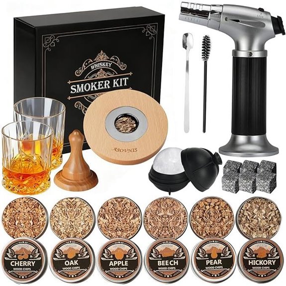 Whiskey Smoker Kit with Torch Glasses & Stones