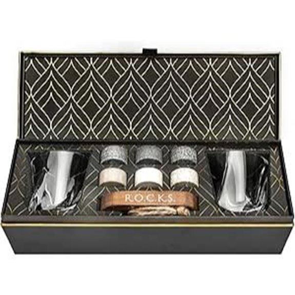 Whiskey Chilling Stones Gift Set with Glasses and Tray