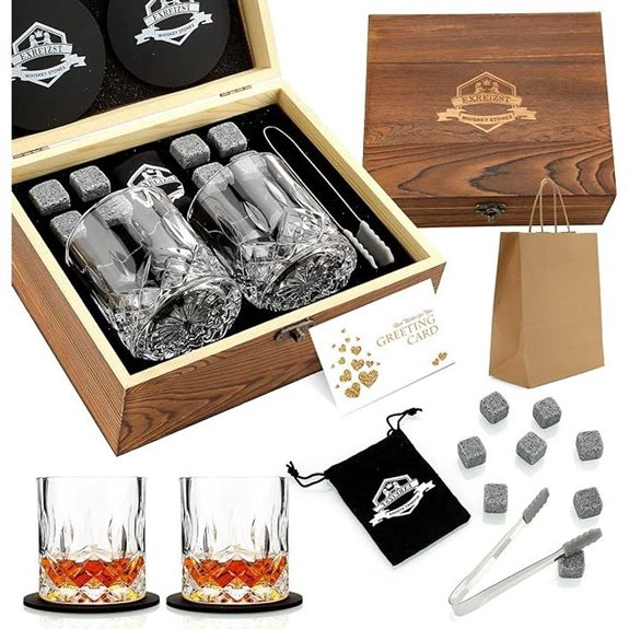 Whiskey Stones Gift Set with Glasses and Chilling Rocks