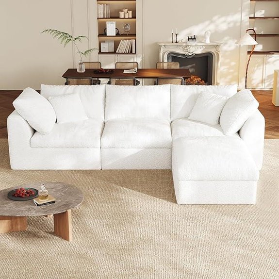 Cloud Sectional Sofa Set with Ottoman White