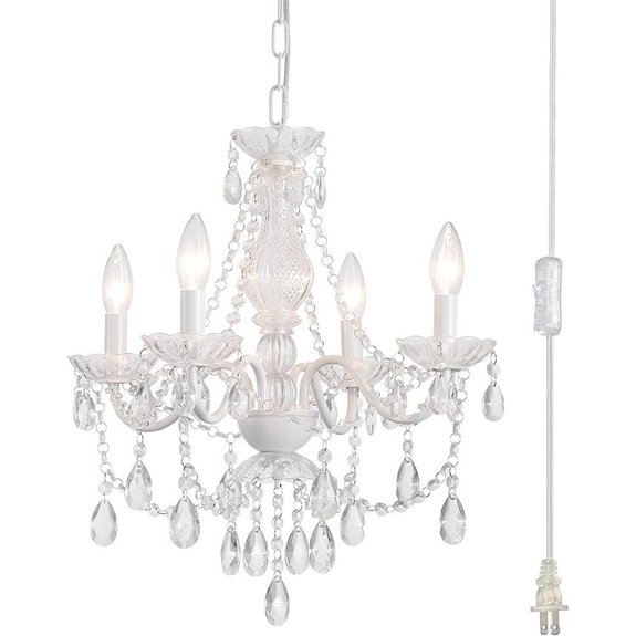 Crystal Ceramic White Chandelier with 4 Lights