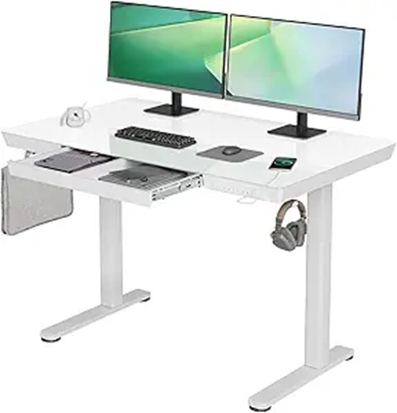 YDN Electric Standing Desk with Drawers White