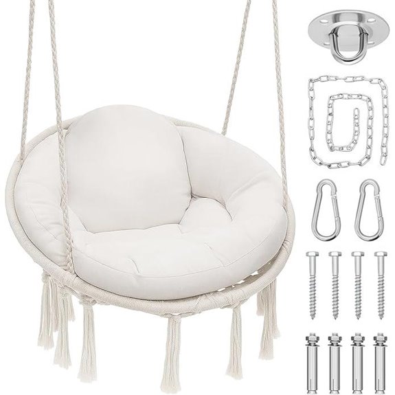 Magshion Hanging Hammock Chair with Cushion (White)