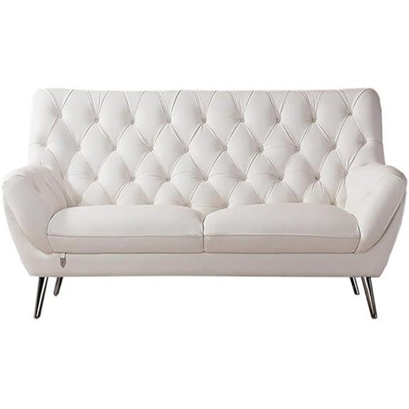 American Eagle Furniture Italian Leather Loveseat in White