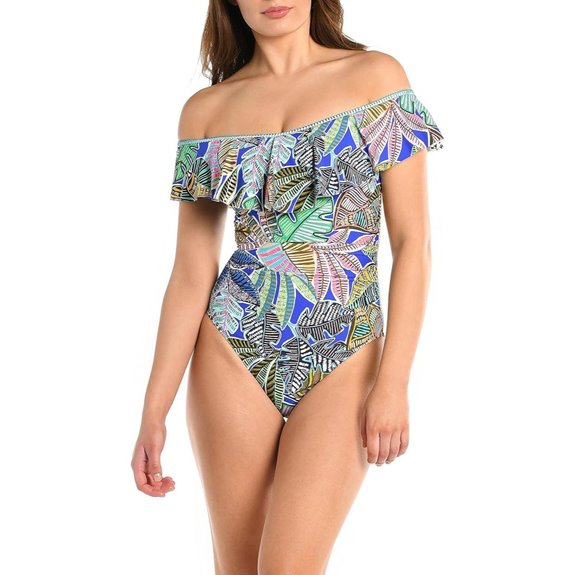 La Blanca Women's One Piece Swimsuit Off Shoulder Ruffle Bathing Suit