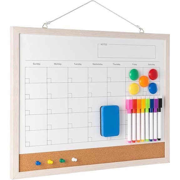 Dry Erase Calendar Whiteboard with Markers and Magnets