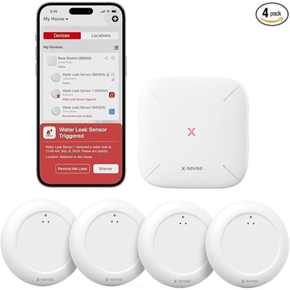 X-Sense Wi-Fi Water Leak Detector Kit (4 Sensors)