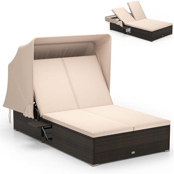 RELAX4LIFE Wicker Outdoor Daybed with Canopy