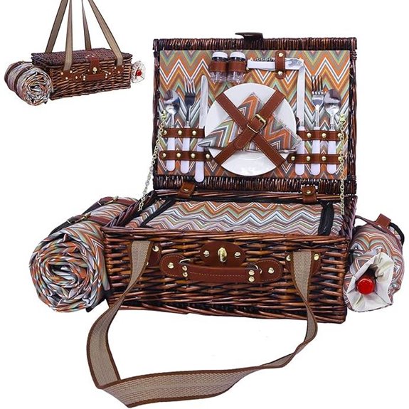Neti Neti Wicker Picnic Basket with Cooler & Blanket