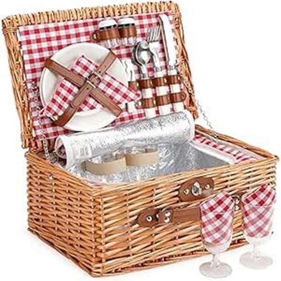 ZORMY Wicker Picnic Basket for 2 with Utensils
