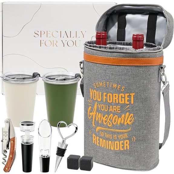 Wine Tote & Tumbler Gift Set for Travel & Picnic
