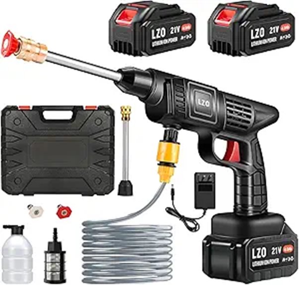 Cordless 21V Pressure Washer with Nozzle and Battery