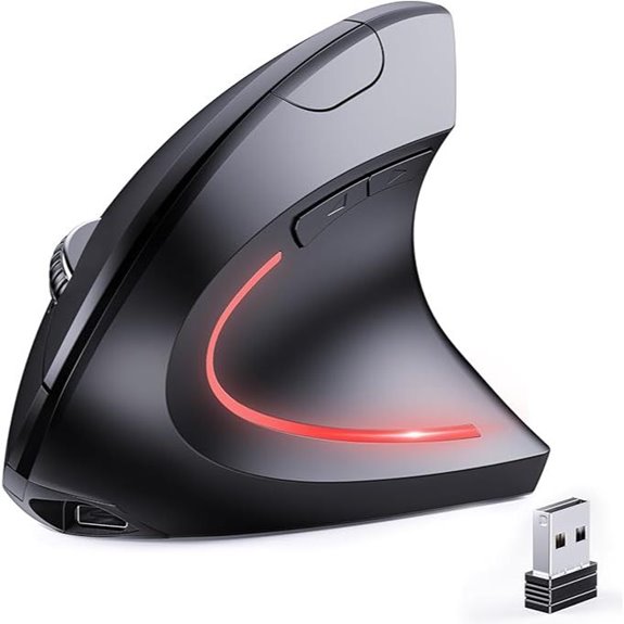 Wireless Rechargeable Vertical Mouse with Silent Buttons