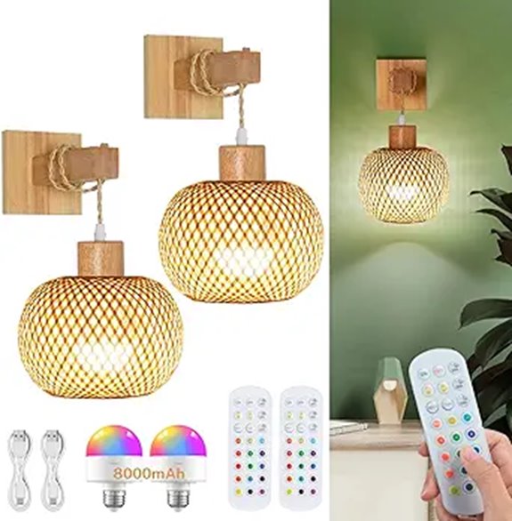 Rechargeable Battery Wall Sconce Set with Remote