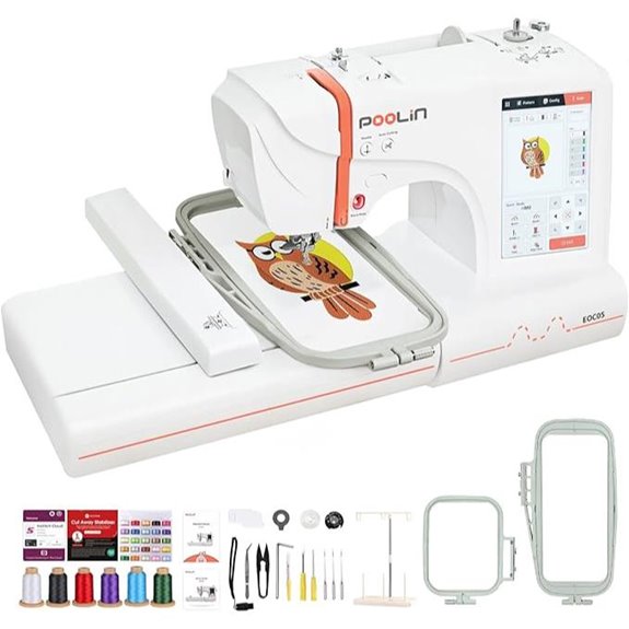 PooLin EOC05 Embroidery Machine with Touchscreen and WiFi