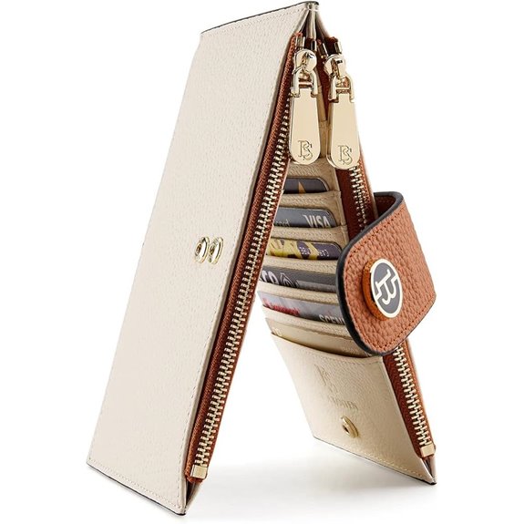 BOSTANTEN Women's Leather RFID Wallet with Zipper
