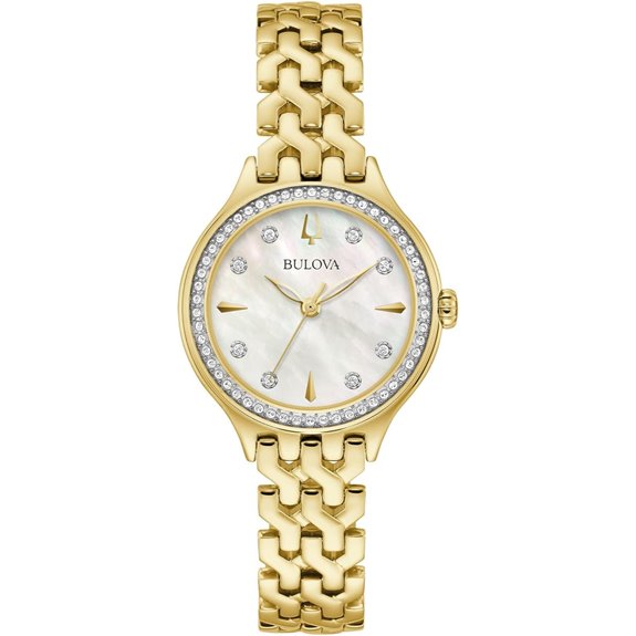 Bulova Ladies' Crystal Gold Stainless Steel Watch