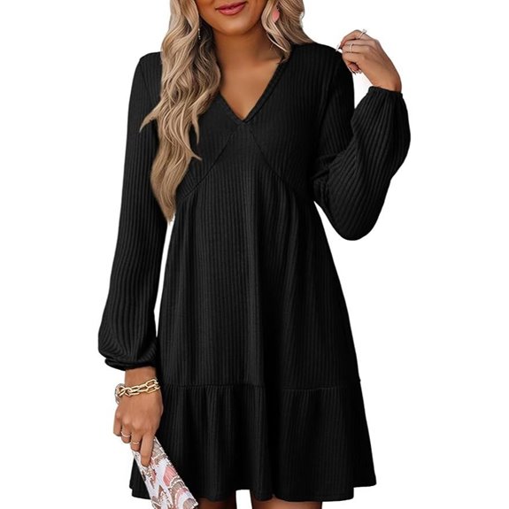 Dokotoo Women's Fall Long Sleeve V-Neck Dress
