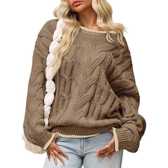 Saodimallsu Women's Oversized Cable Knit Sweater