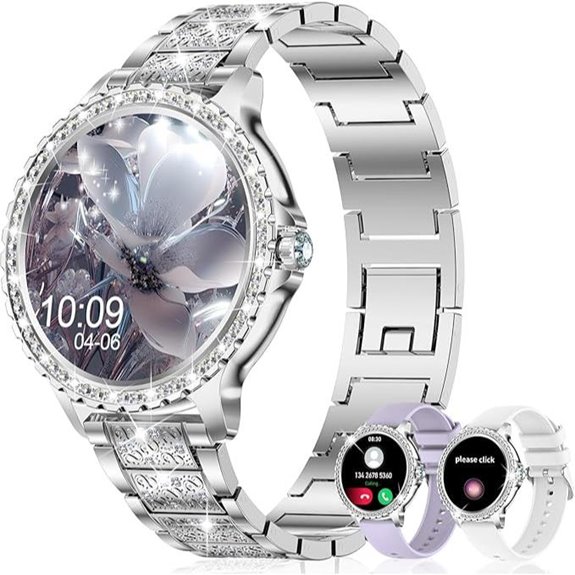 Diamond Smart Watch for Women with Heart Rate Monitoring