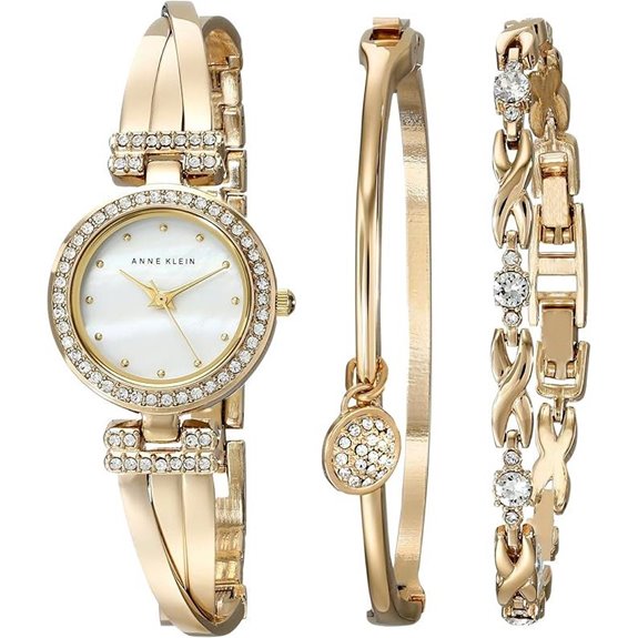 Anne Klein Women's Premium Crystal Accented Bangle Watch and Bracelet Set
