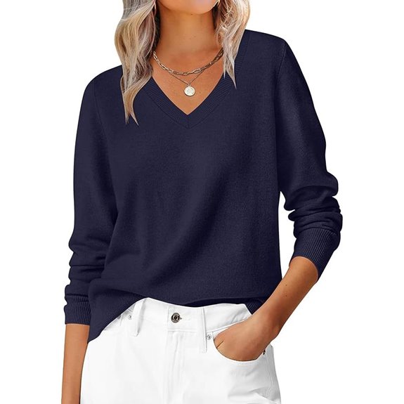 ANRABESS Women's V-Neck Sweater Long Sleeve