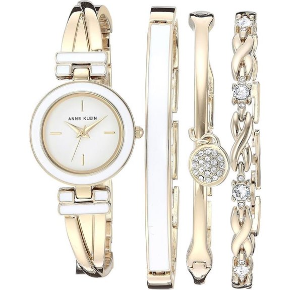 Anne Klein Women's Bangle Watch and Premium Crystal Accented Bracelet Set