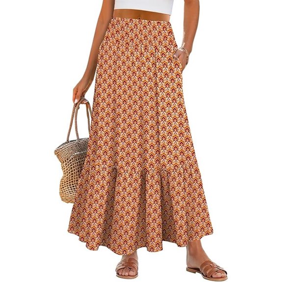 ANRABESS Women's Boho Maxi Skirt with Pockets