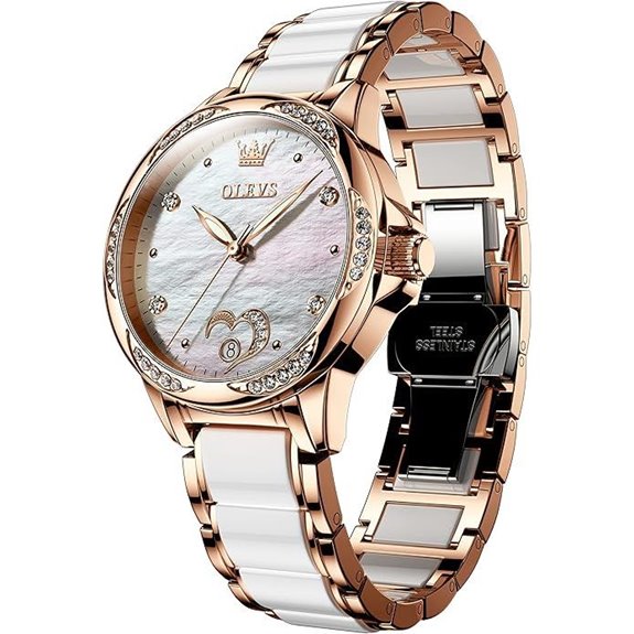 OLEVS Women's Automatic Diamond Watch with Two-Tone Band