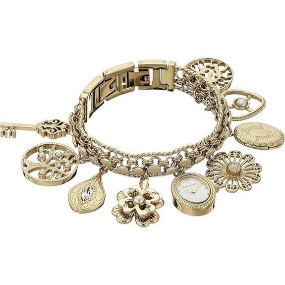 Anne Klein Women's Premium Crystal Accented Charm Bracelet Watch