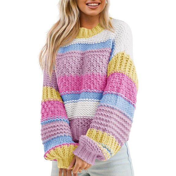 Saodimallsu Women's Color Block Knit Sweater