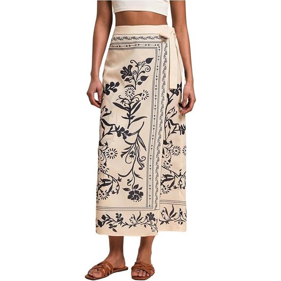 Verdusa Women's Floral Print High Waisted Wrap Skirt