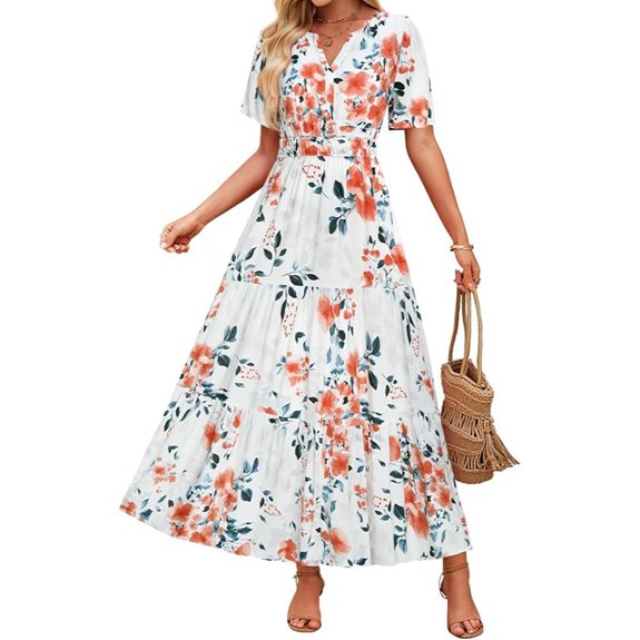 ZESICA Women's Floral Boho Maxi Dress