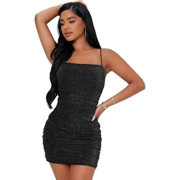 Floerns Women's Glitter Sleeveless Ruched Party Clubwear Bodycon Mini Dress